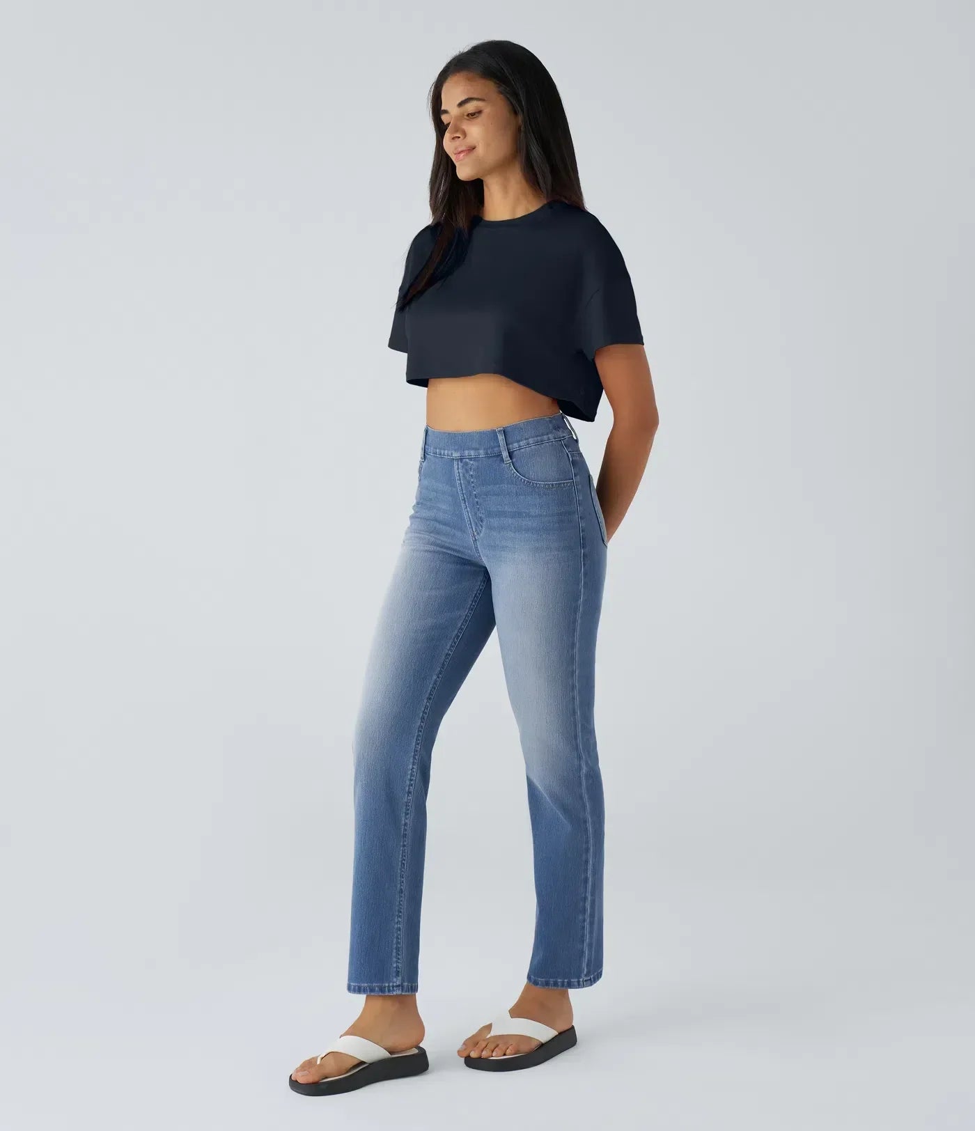 Bequeme Hose mit Hohem Bund und Elastischem Material
