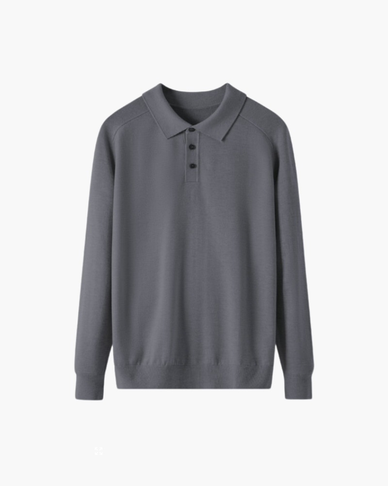 Langarm-Poloshirt aus 100 % Wolle