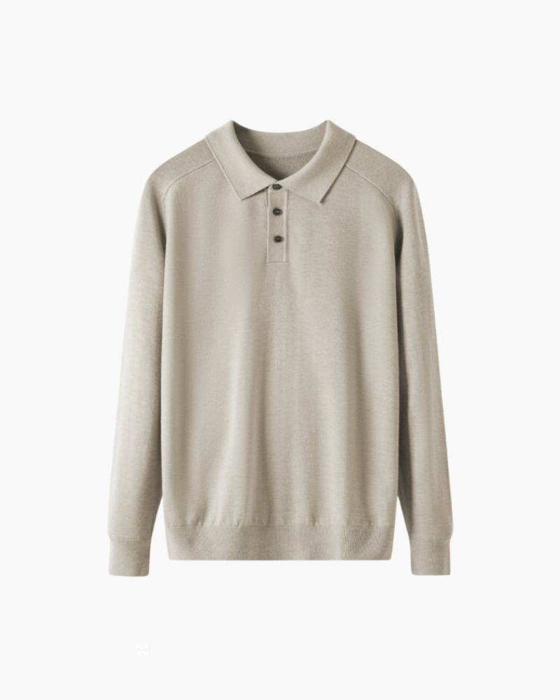 Langarm-Poloshirt aus 100 % Wolle
