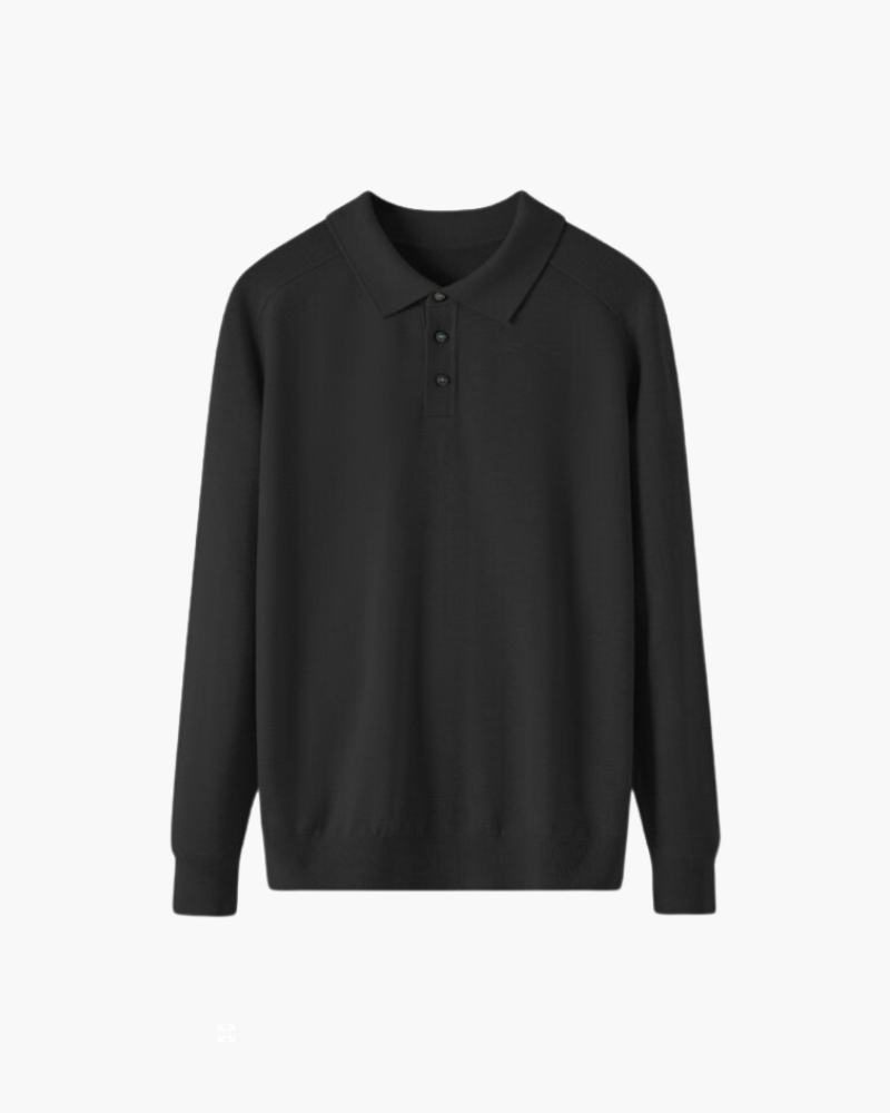 Langarm-Poloshirt aus 100 % Wolle