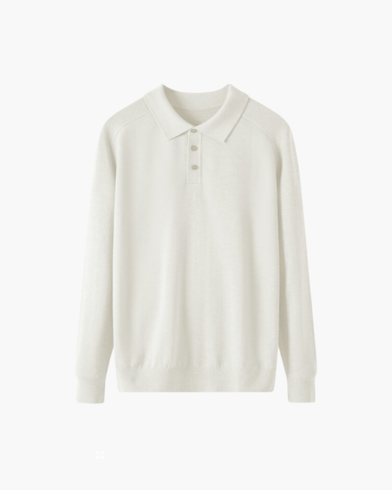 Langarm-Poloshirt aus 100 % Wolle