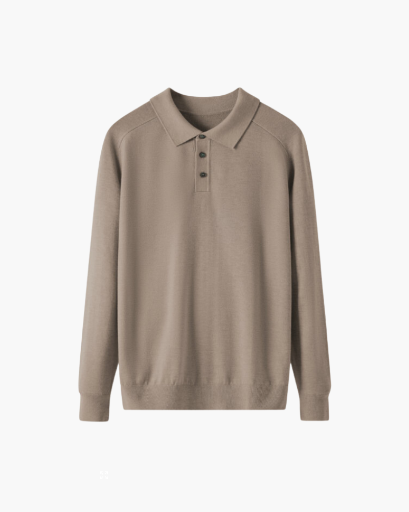 Langarm-Poloshirt aus 100 % Wolle