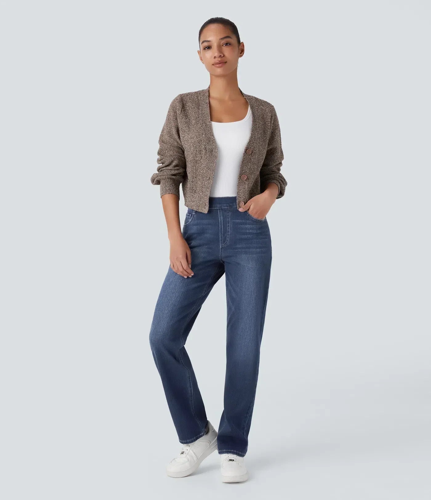 Bequeme Hose mit Hohem Bund und Elastischem Material