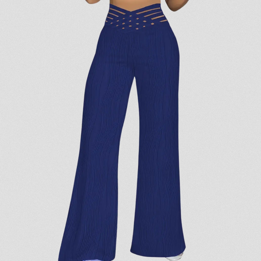 Elegante Plissé Hose Mit Streifenbund