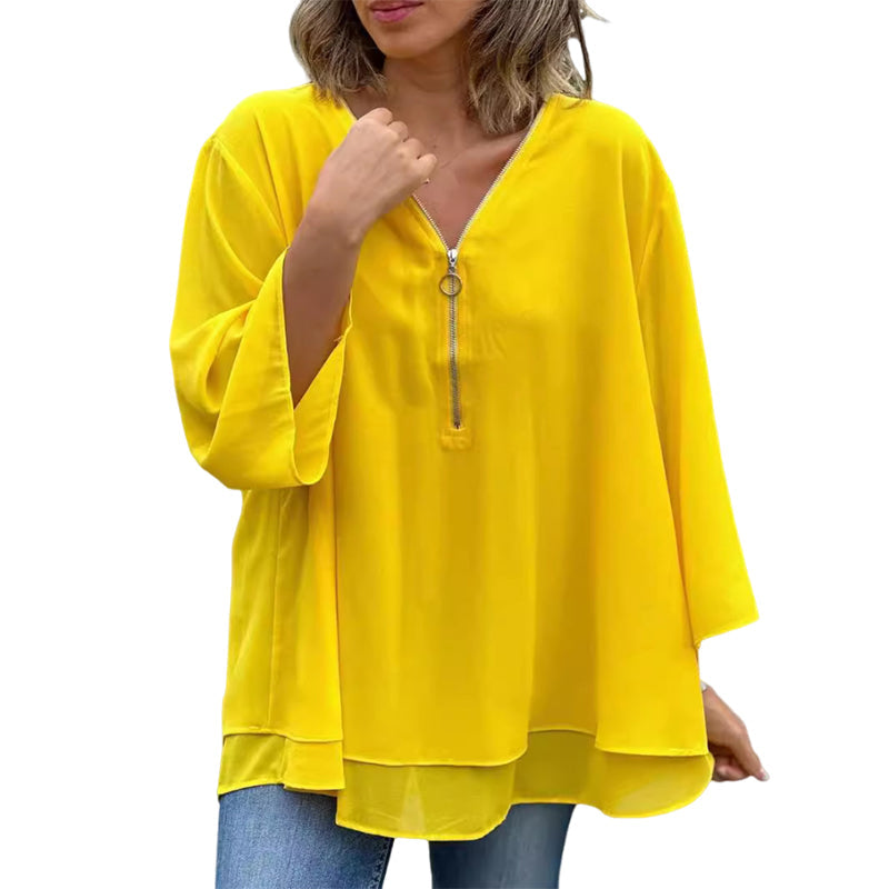 V-Neck Zip Top