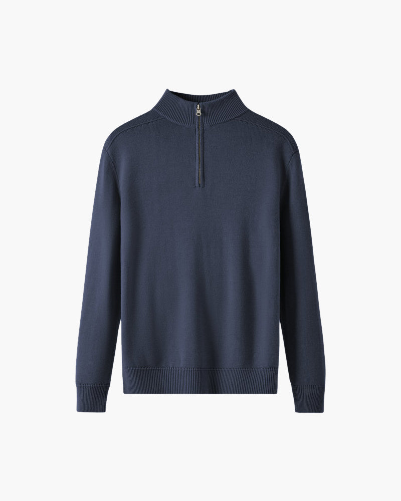 Half-Zip-Pullover aus 100 % Wolle