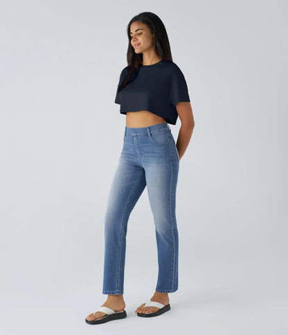Bequeme Hose mit Hohem Bund und Elastischem Material