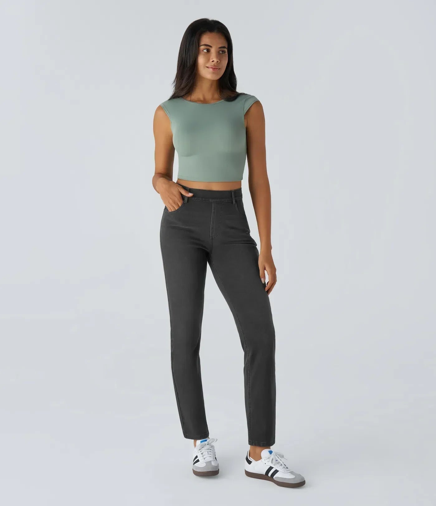 Bequeme Hose mit Hohem Bund und Elastischem Material