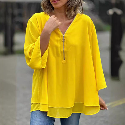 V-Neck Zip Top