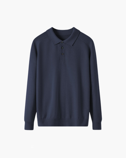 Langarm-Poloshirt aus 100 % Wolle