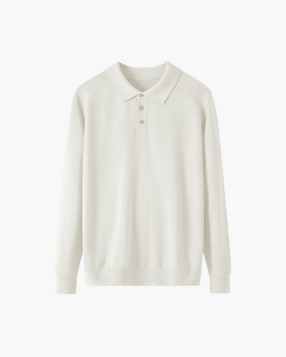 Langarm-Poloshirt aus 100 % Wolle