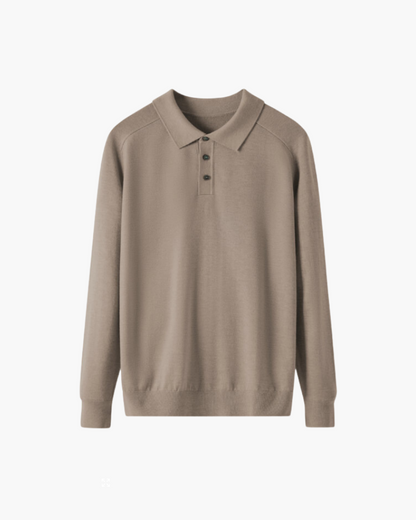 Langarm-Poloshirt aus 100 % Wolle