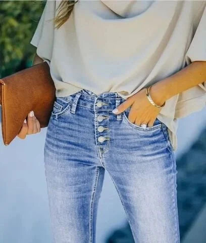 Hochtaillierte Skinny Jeans