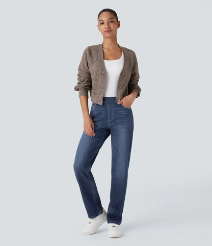 Bequeme Hose mit Hohem Bund und Elastischem Material
