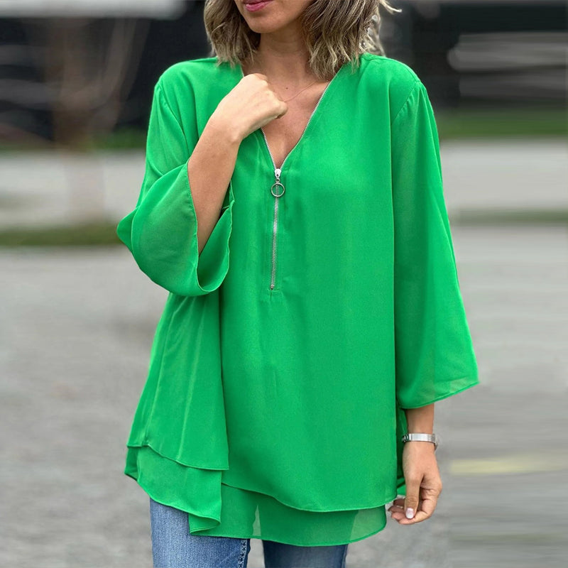 V-Neck Zip Top