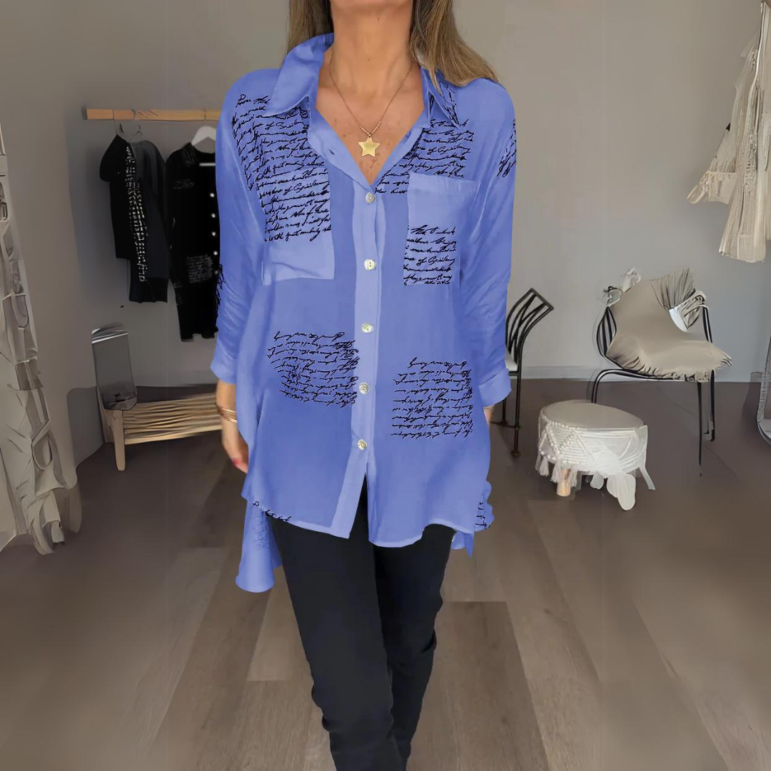 Button-Up Chemise mit handschriftlichem Design