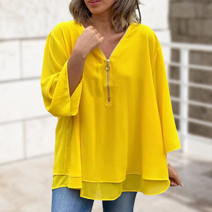 V-Neck Zip Top