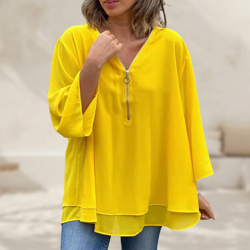 V-Neck Zip Top