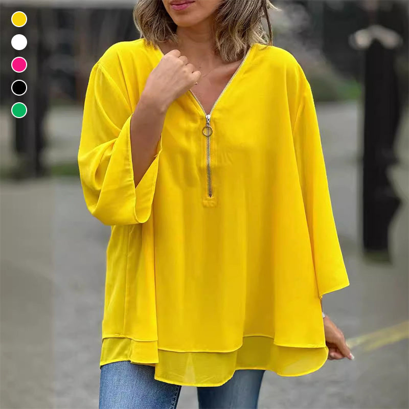 V-Neck Zip Top
