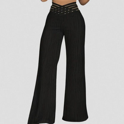 Elegante Plissé Hose Mit Streifenbund