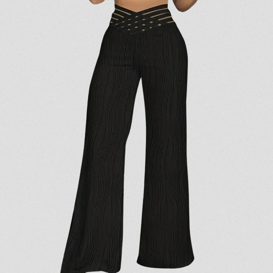 Elegante Plissé Hose Mit Streifenbund