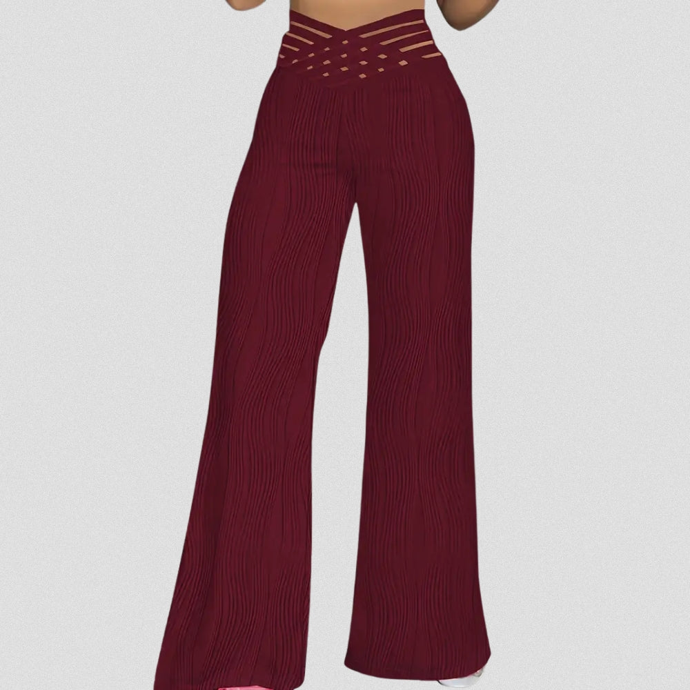 Elegante Plissé Hose Mit Streifenbund