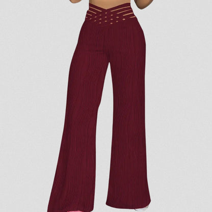 Elegante Plissé Hose Mit Streifenbund