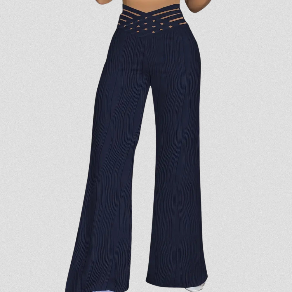 Elegante Plissé Hose Mit Streifenbund