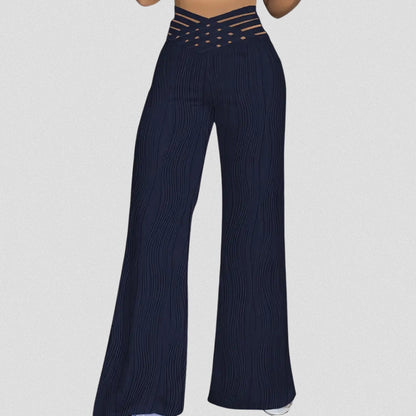 Elegante Plissé Hose Mit Streifenbund