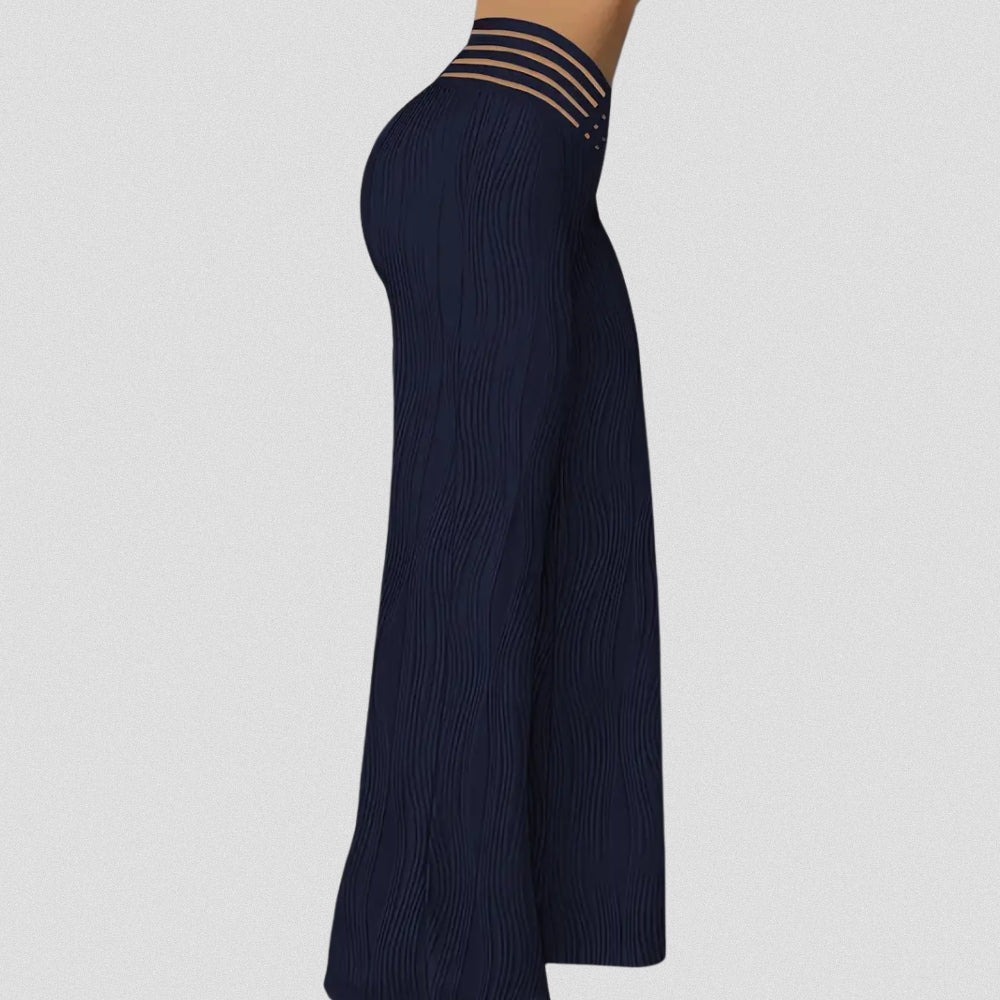 Elegante Plissé Hose Mit Streifenbund