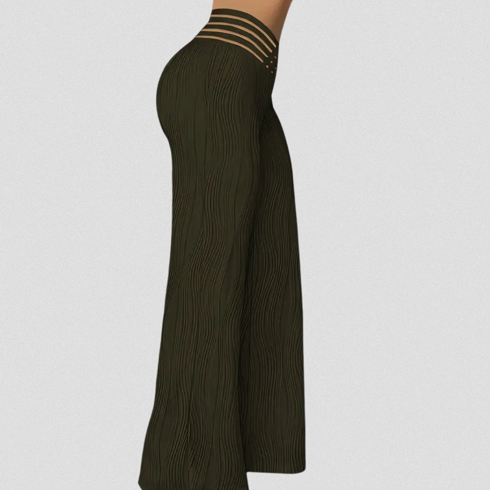 Elegante Plissé Hose Mit Streifenbund