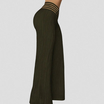 Elegante Plissé Hose Mit Streifenbund