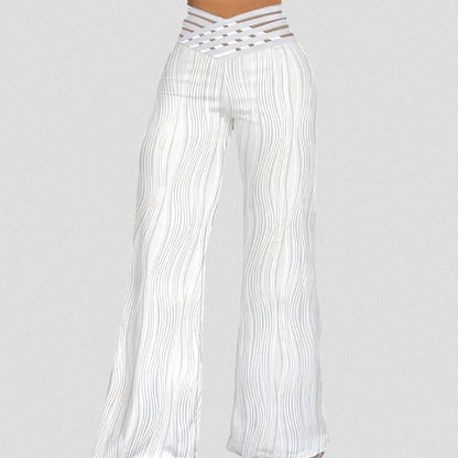 Elegante Plissé Hose Mit Streifenbund