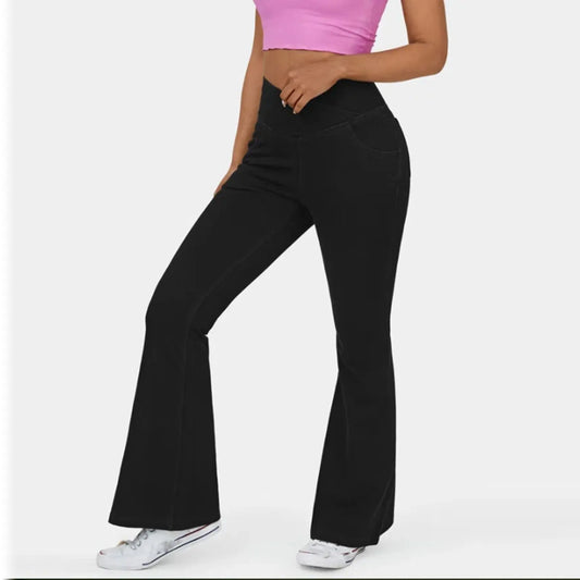Hochtaillierte, ausgestellte Jeanshose