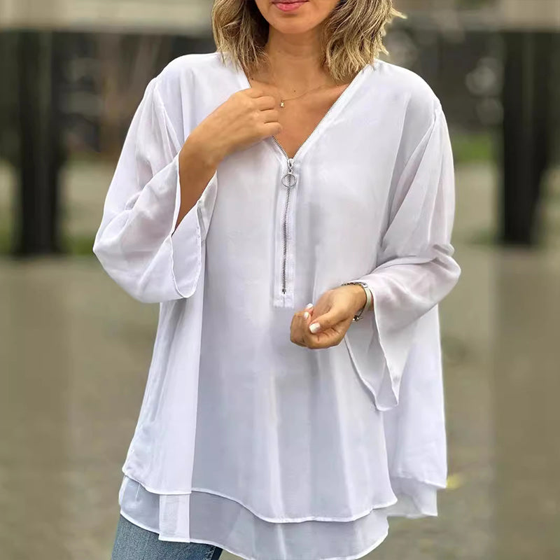 V-Neck Zip Top