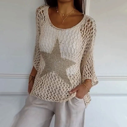 Sternenmuster Strickpullover