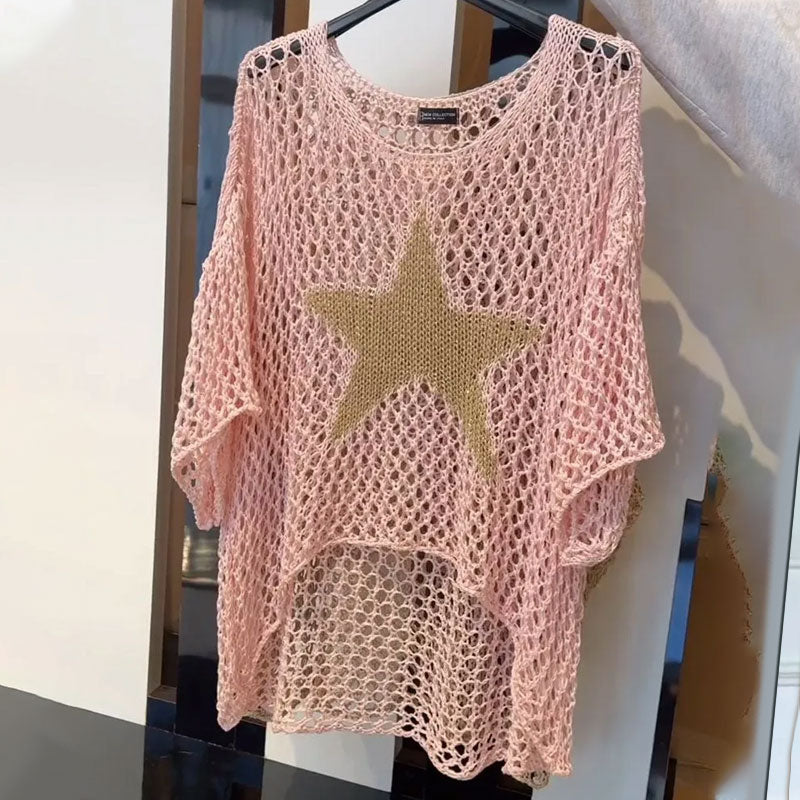 Sternenmuster Strickpullover
