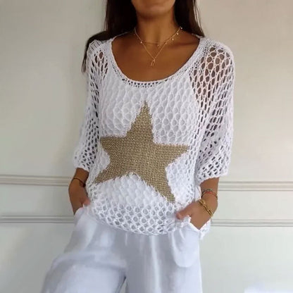 Sternenmuster Strickpullover