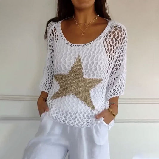 Sternenmuster Strickpullover